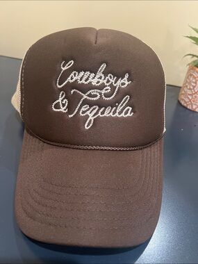 Brown Trucker Hat "Cowboys & Tequila"